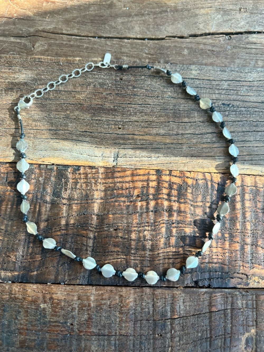 Minimalist Delicate silver tone Beaded Necklace with Silver Chain